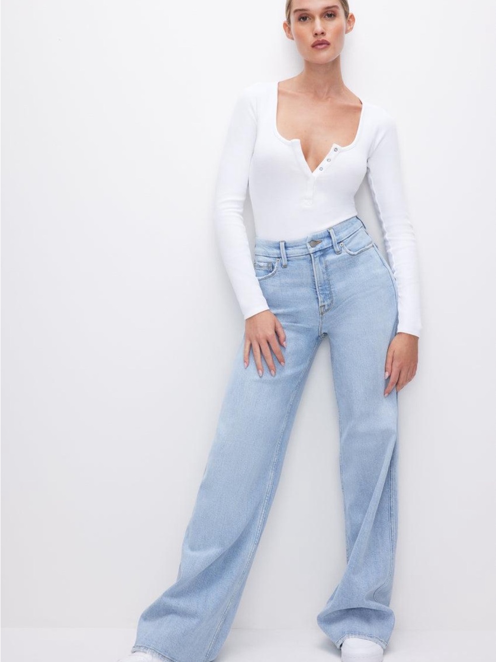 Good American Good Skate High Waist Wide Leg Jeans 28 6 indigo
